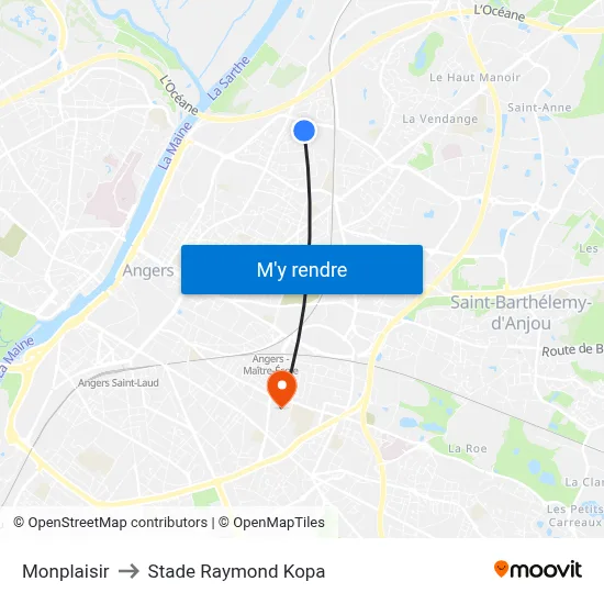 Monplaisir to Stade Raymond Kopa map