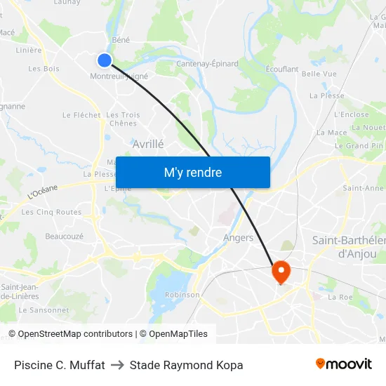 Piscine C. Muffat to Stade Raymond Kopa map