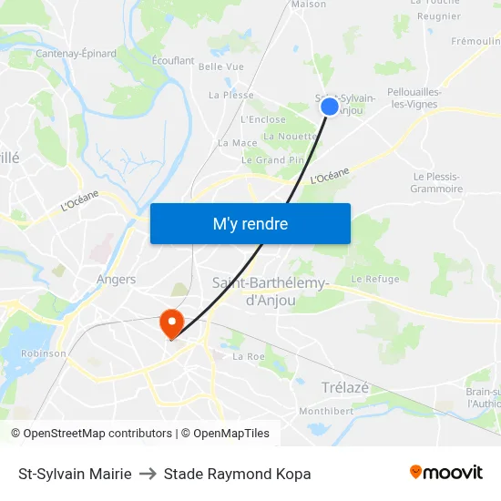 St-Sylvain Mairie to Stade Raymond Kopa map