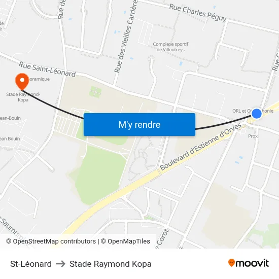 St-Léonard to Stade Raymond Kopa map