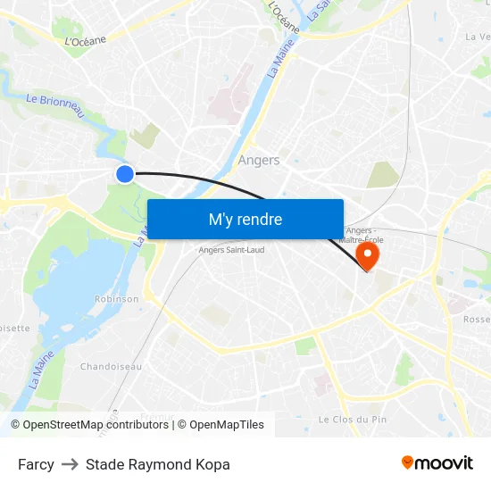 Farcy to Stade Raymond Kopa map