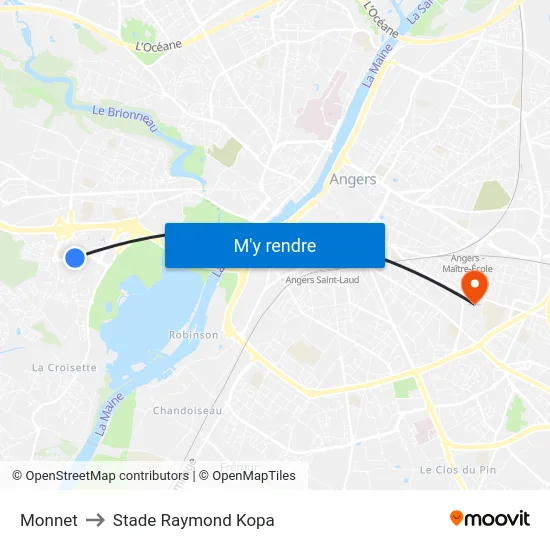 Monnet to Stade Raymond Kopa map