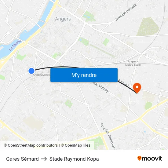 Gares Sémard to Stade Raymond Kopa map