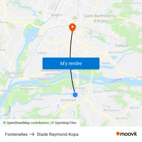 Fontenelles to Stade Raymond Kopa map