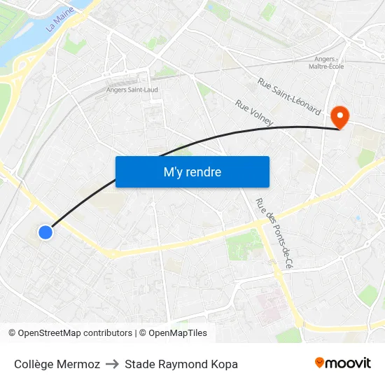 Collège Mermoz to Stade Raymond Kopa map