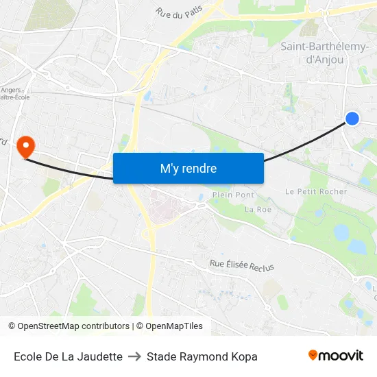 Ecole De La Jaudette to Stade Raymond Kopa map