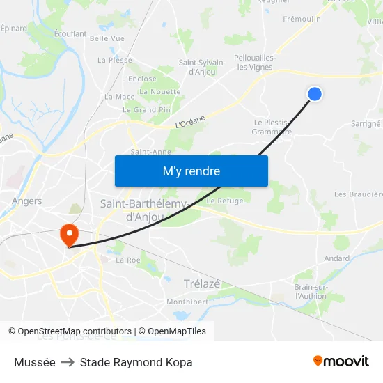 Mussée to Stade Raymond Kopa map