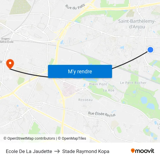 Ecole De La Jaudette to Stade Raymond Kopa map