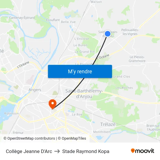 Collège Jeanne D'Arc to Stade Raymond Kopa map