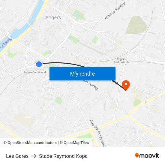 Les Gares to Stade Raymond Kopa map