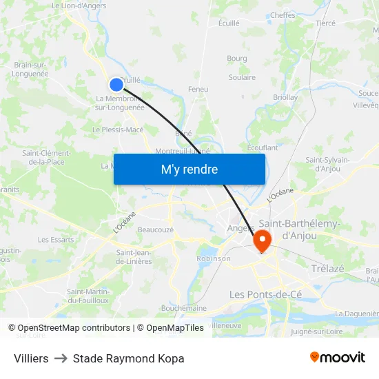 Villiers to Stade Raymond Kopa map