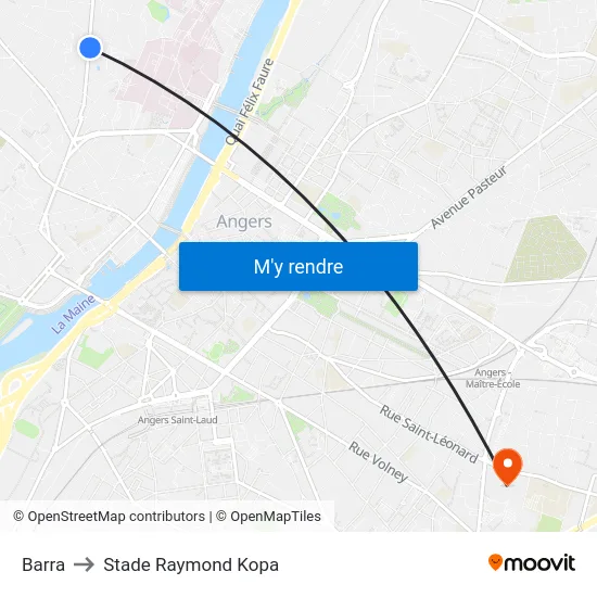 Barra to Stade Raymond Kopa map