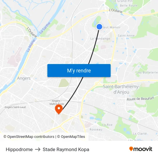 Hippodrome to Stade Raymond Kopa map