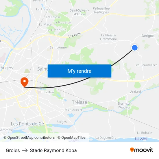 Groies to Stade Raymond Kopa map