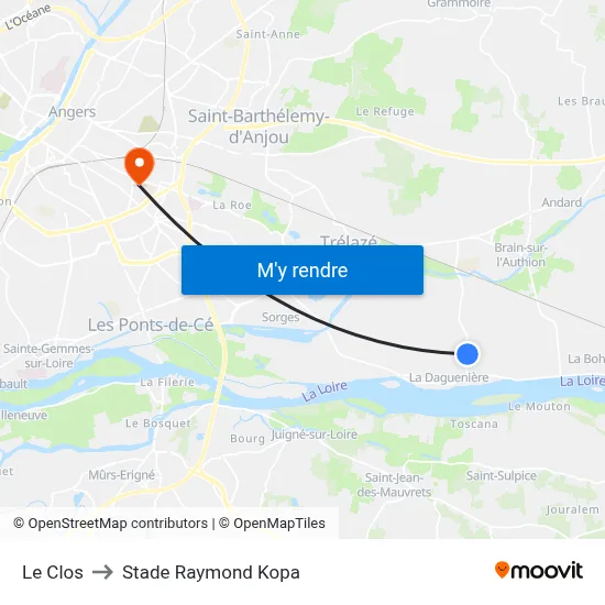 Le Clos to Stade Raymond Kopa map