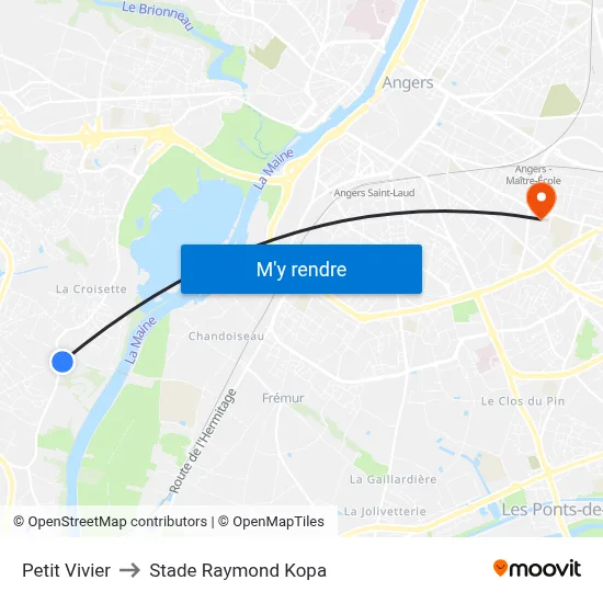 Petit Vivier to Stade Raymond Kopa map