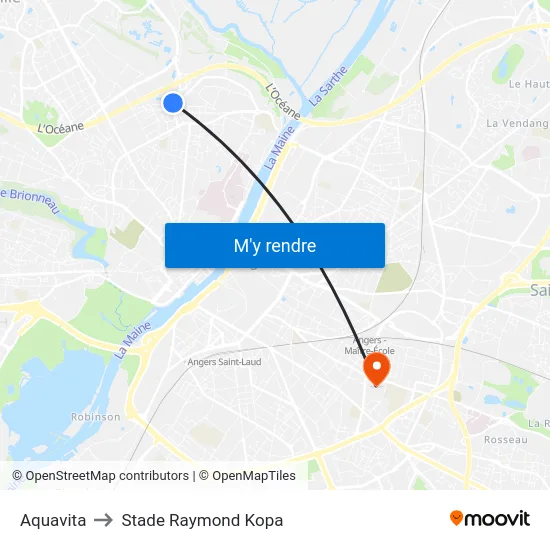 Aquavita to Stade Raymond Kopa map