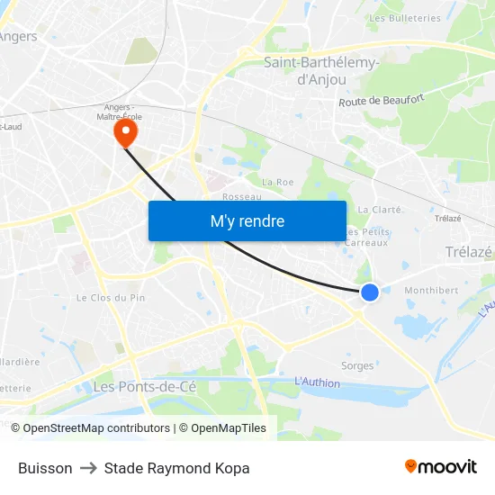 Buisson to Stade Raymond Kopa map