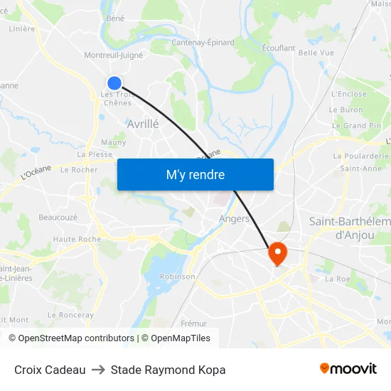 Croix Cadeau to Stade Raymond Kopa map
