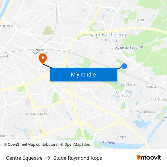 Centre Équestre to Stade Raymond Kopa map