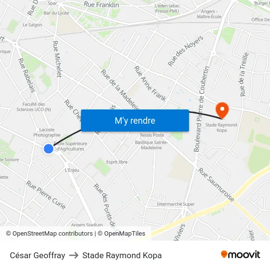 César Geoffray to Stade Raymond Kopa map