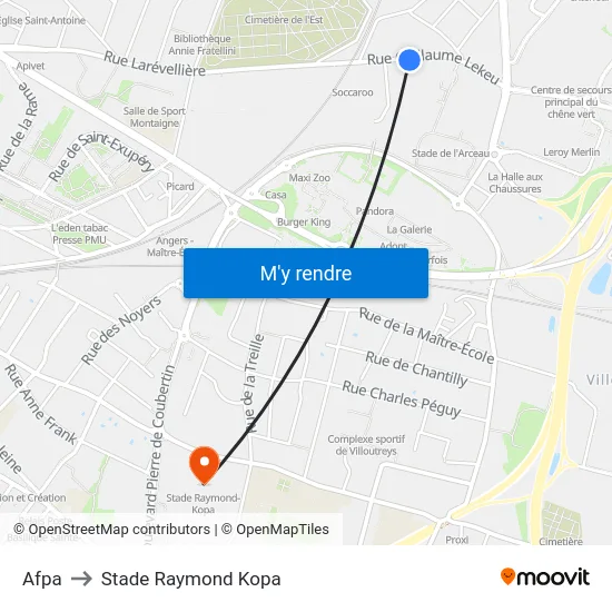 Afpa to Stade Raymond Kopa map