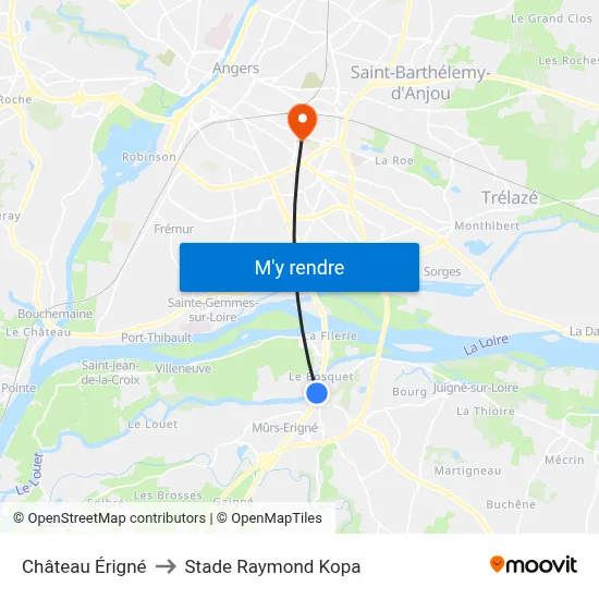 Château Érigné to Stade Raymond Kopa map