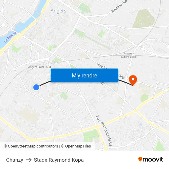 Chanzy to Stade Raymond Kopa map