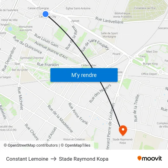 Constant Lemoine to Stade Raymond Kopa map
