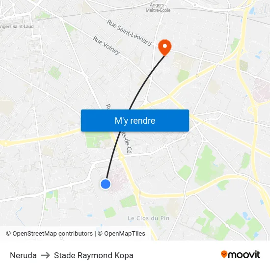 Neruda to Stade Raymond Kopa map