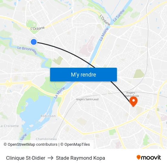 Clinique St-Didier to Stade Raymond Kopa map