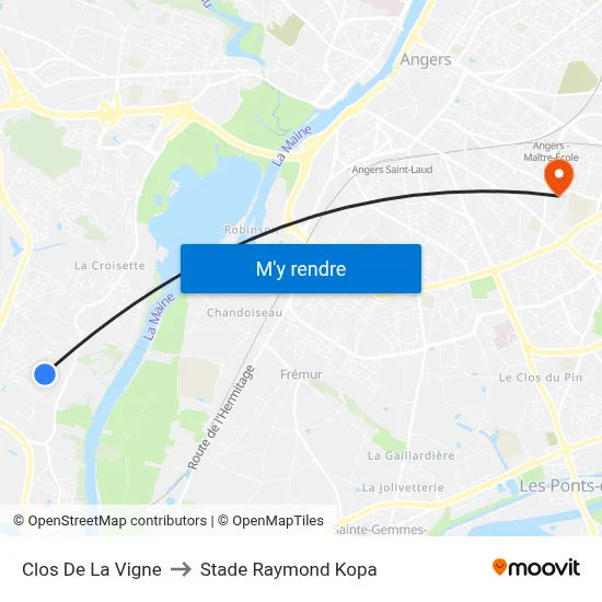 Clos De La Vigne to Stade Raymond Kopa map