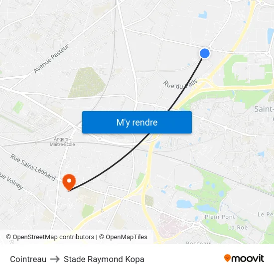 Cointreau to Stade Raymond Kopa map
