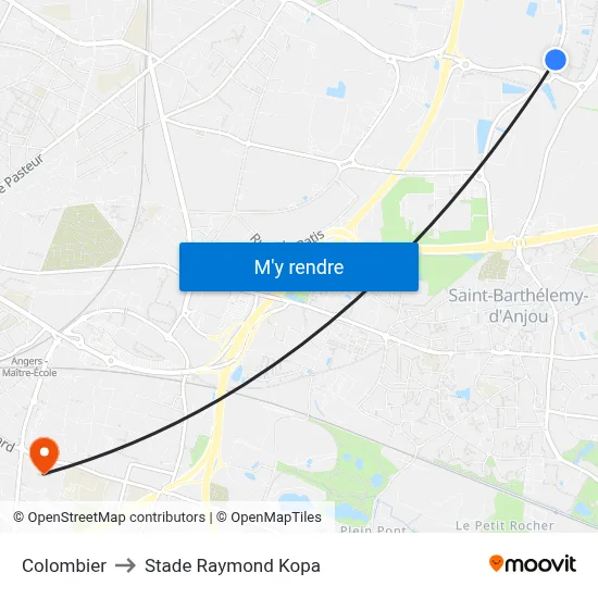 Colombier to Stade Raymond Kopa map