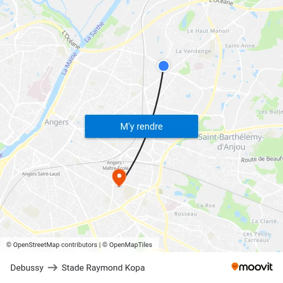 Debussy to Stade Raymond Kopa map