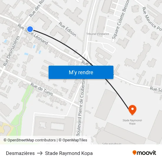 Desmazières to Stade Raymond Kopa map