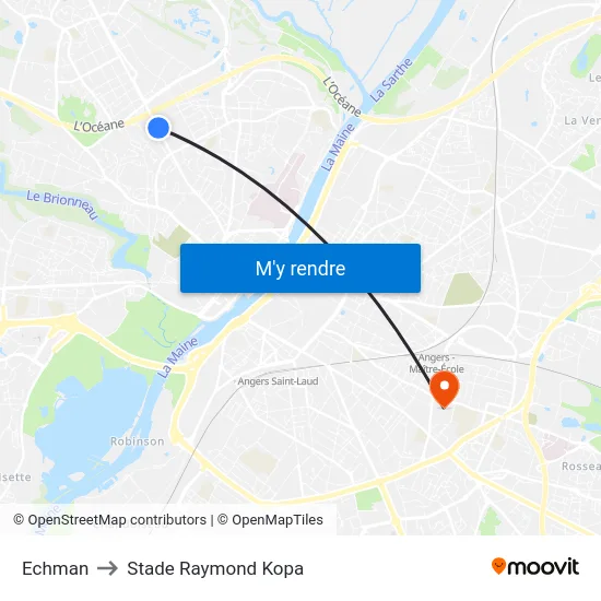 Echman to Stade Raymond Kopa map