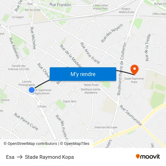 Esa to Stade Raymond Kopa map
