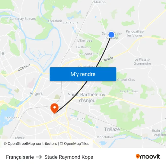 Françaiserie to Stade Raymond Kopa map