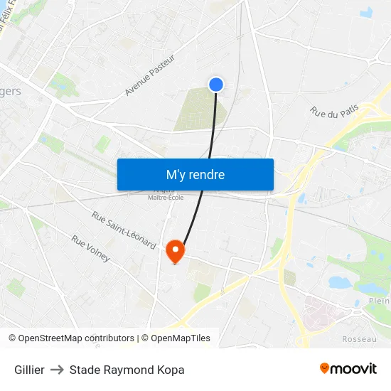 Gillier to Stade Raymond Kopa map