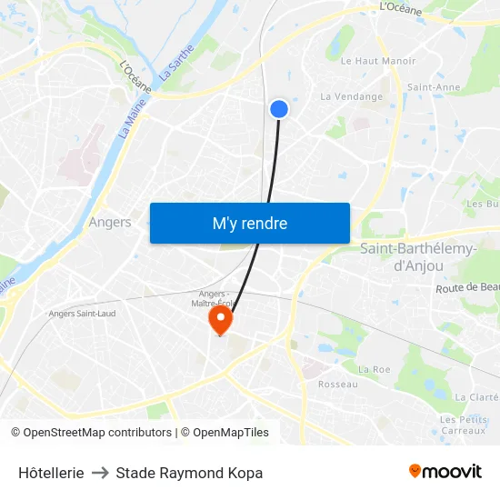 Hôtellerie to Stade Raymond Kopa map