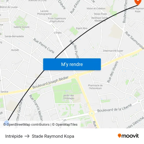 Intrépide to Stade Raymond Kopa map