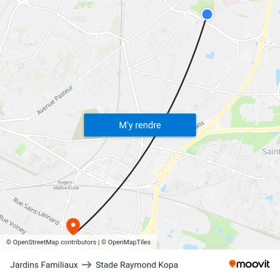 Jardins Familiaux to Stade Raymond Kopa map
