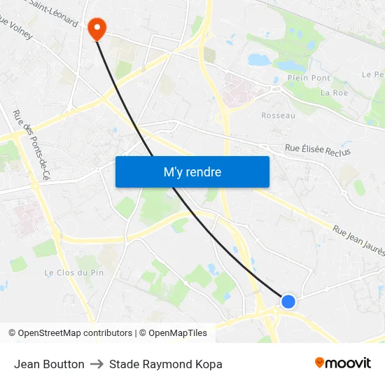 Jean Boutton to Stade Raymond Kopa map
