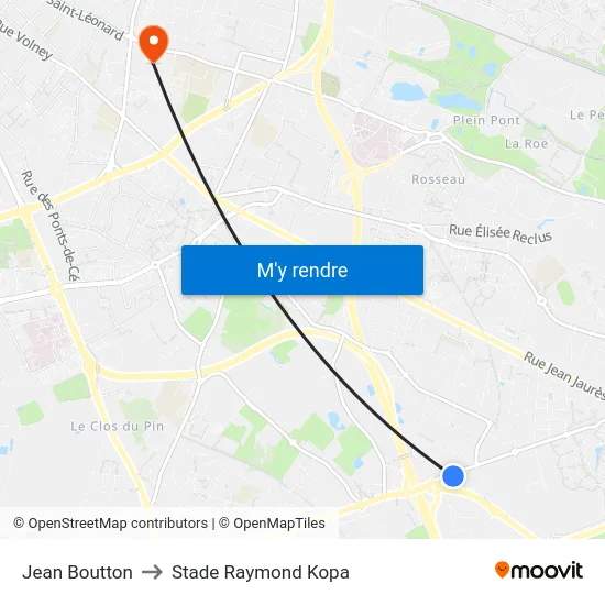 Jean Boutton to Stade Raymond Kopa map