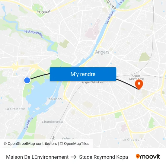 Maison De L'Environnement to Stade Raymond Kopa map