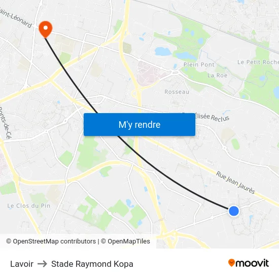 Lavoir to Stade Raymond Kopa map