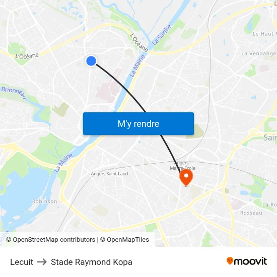 Lecuit to Stade Raymond Kopa map
