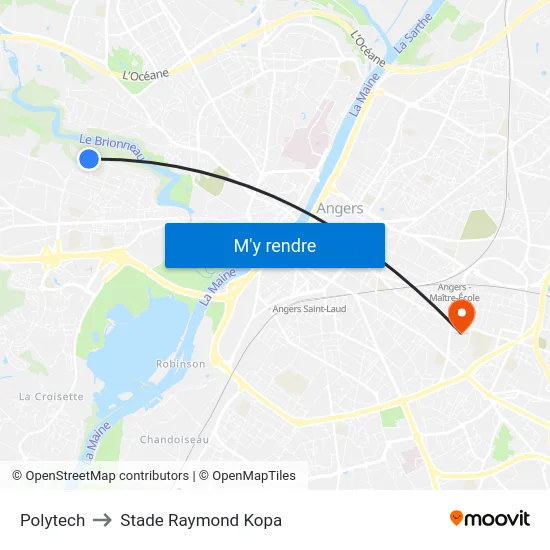 Polytech to Stade Raymond Kopa map