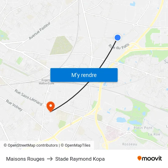 Maisons Rouges to Stade Raymond Kopa map